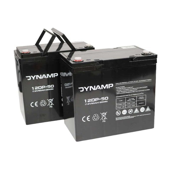 Pair of Dynamp 12DP-50 12V 50Ah VRLA AGM Mobility Batteries - (F11 M6)