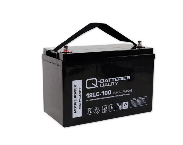 Pair of 107Ah Q-Batteries 12LC-100 12V AGM Mobility Batteries - (F12 M8 Terminals)