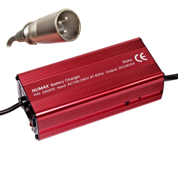 Numax XLR 24V 2A Mobility Battery Charger (12 - 22Ah)