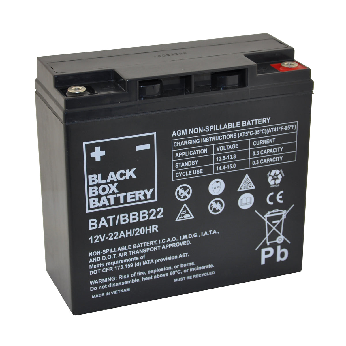 Black Box BBB22 12V 22Ah AGM Mobility Scooter & Powerchair Battery