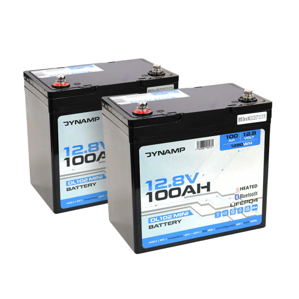 Pair of Dynamp DL102 Mini 100Ah 12V Lithium Mobility Batteries - 55/56Ah Upgrade