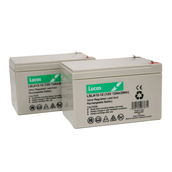 Pair of Lucas LSLA12-12 12Ah 12V AGM VRLA Batteries - (F2 6.3mm)