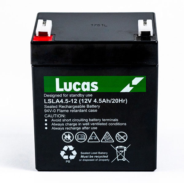 Pair of Lucas LSLA4.5-12 4.5Ah 12V AGM VRLA Batteries - (F1 4.8mm)