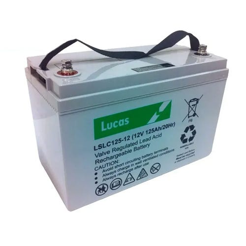 Pair of 125Ah Lucas LSLC125-12 12V AGM Mobility Batteries - (F12 M8 Terminals)