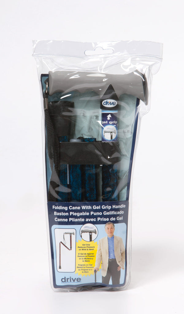 Drive Soft Grip Folding Cane – Blue Crackle Pattern