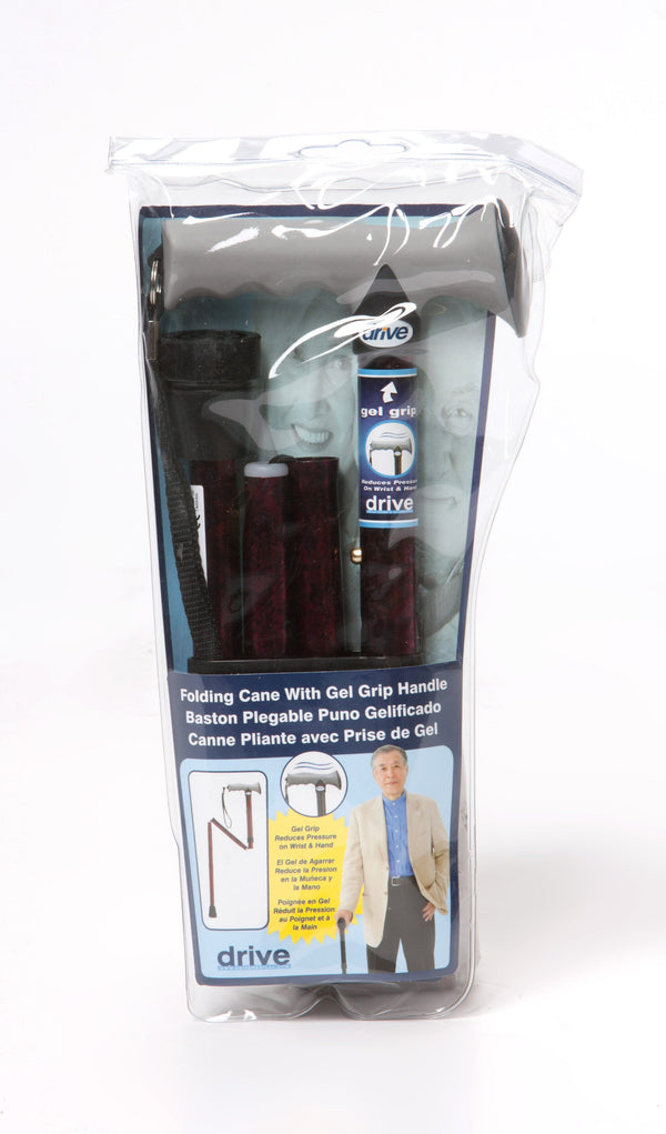 Drive Soft Grip Folding Cane – Red Crackle Pattern