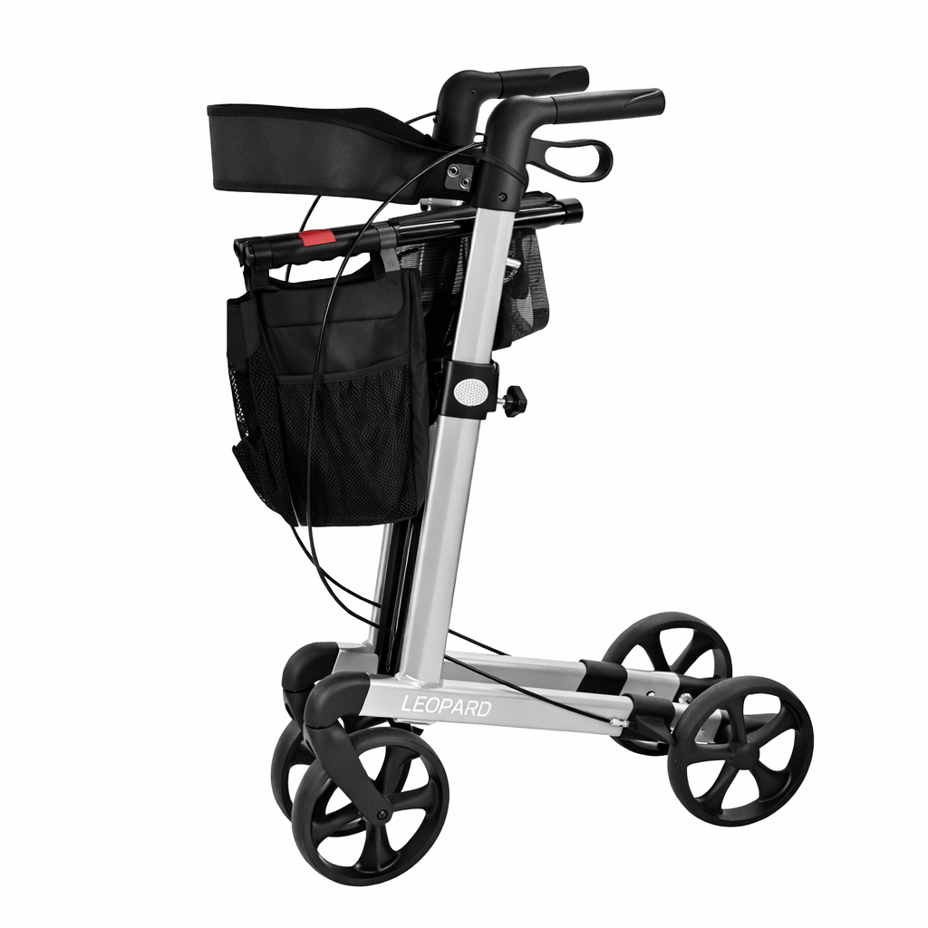 Leopard Aluminium Rollator Silver 62cm
