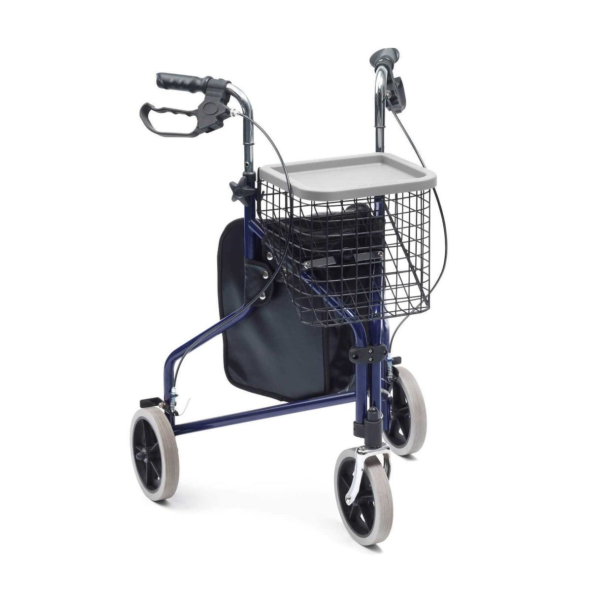 Steel Tri-Walker with Bag, Basket & Tray - Blue