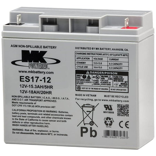 18Ah MK AGM Battery - 12V Mobility Battery